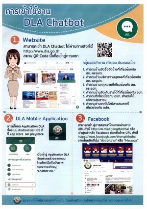 การเปิดใช้งานระบบช่วยตอบข้อความ ตอบคำถาม ให้ข้อมูลในรูปแบบ Chatbot เพื่อบริการข้อมูลท้องถิ่นแบบอัตโนมัติ (DLA Chatbot)