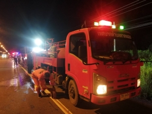 งานป้องกันฯ เทศบาลตำบลตาดทอง ออกระงับเหตุเพลิงไหม้