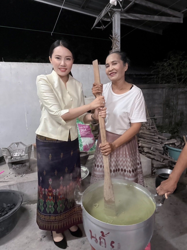 นายกภัคสุนันท์ นำคณะร่วมพิธีกวนข้าวทิพย์ ที่วัดบ้านดอนแรด บ้านดอนแฮด หมู่ที่ 7 ตำบลตาดทอง อำเภอเมืองยโสธร จังหวัดยโสธร