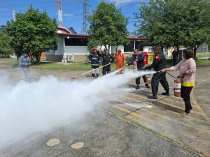 เทศบาลตำบลตาดทอง ซักซ้อมแผนอัคคีภัยร่วมกับการไฟฟ้าฝ่ายผลิตแห่งประเทศไทย (กฟผ.)